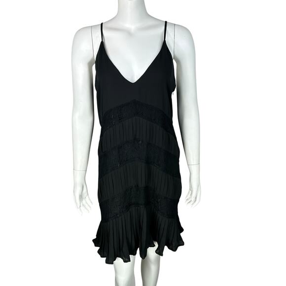 Greylin Mini Slip Dress Medium Romantic Whimsigoth Lace Pleated Grunge Flapper - Picture 2 of 11